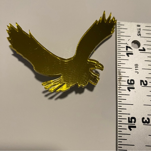 Lucite mirrored eagle pin, very unique, handmade, approx 3”x2” GUC, slight scuff - Picture 3 of 5